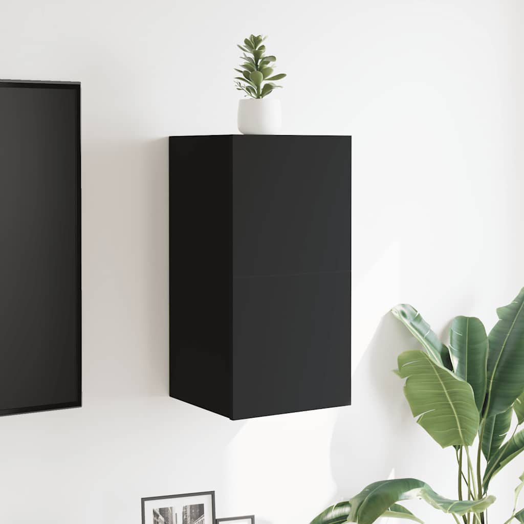 Wall Mounted TV Cabinets 2 pcs Black 30.5x30x30 cm - Bargainia.com - 