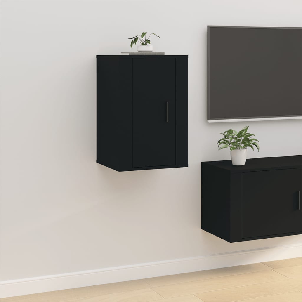 Wall Mounted TV Cabinets 2 pcs Black 40x34.5x60 cm - Bargainia.com - 