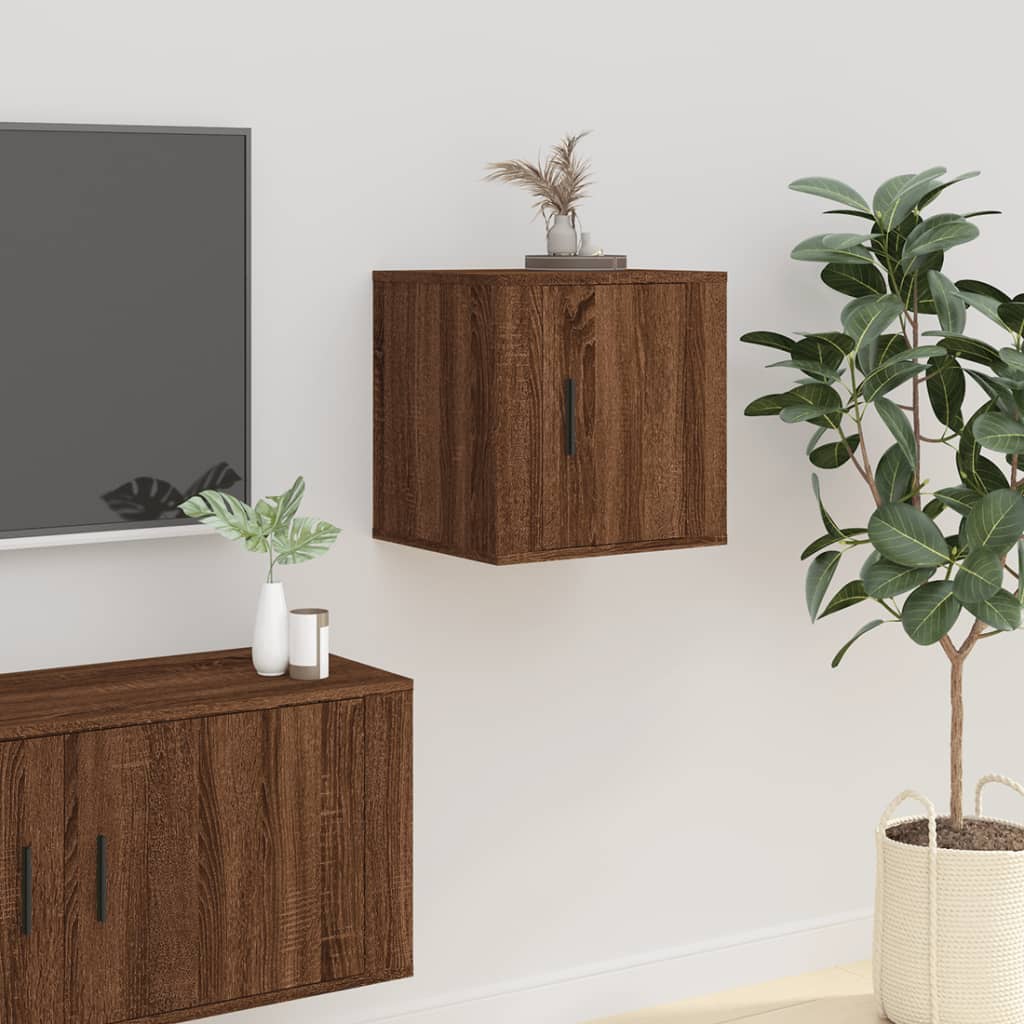 Wall Mounted TV Cabinets 2 pcs Brown Oak 40x34.5x40 cm - Bargainia.com - 
