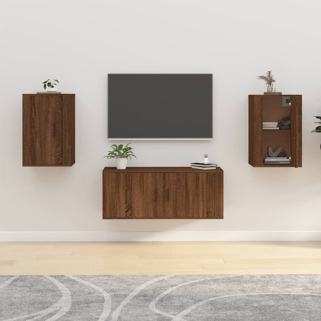 Wall Mounted TV Cabinets 2 pcs Brown Oak 40x34.5x60 cm - Bargainia.com - 