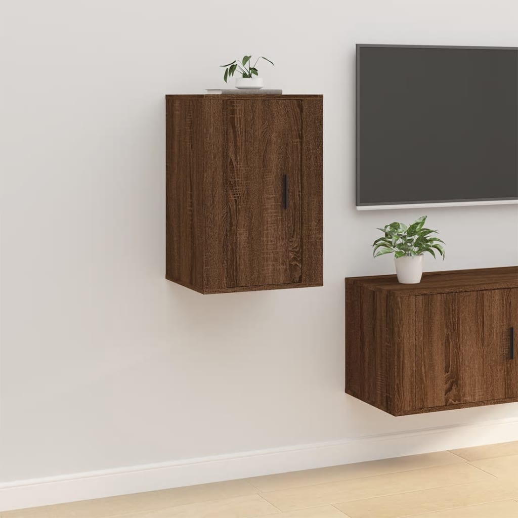Wall Mounted TV Cabinets 2 pcs Brown Oak 40x34.5x60 cm - Bargainia.com - 