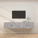Wall - mounted TV Cabinets 2 pcs Concrete Grey 100x34.5x40 cm - Bargainia.com - 