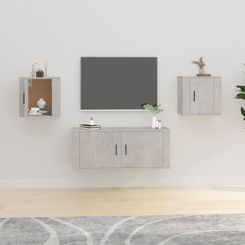 Wall Mounted TV Cabinets 2 pcs Concrete Grey 40x34.5x40 cm - Bargainia.com - 8720845667580 - 816649