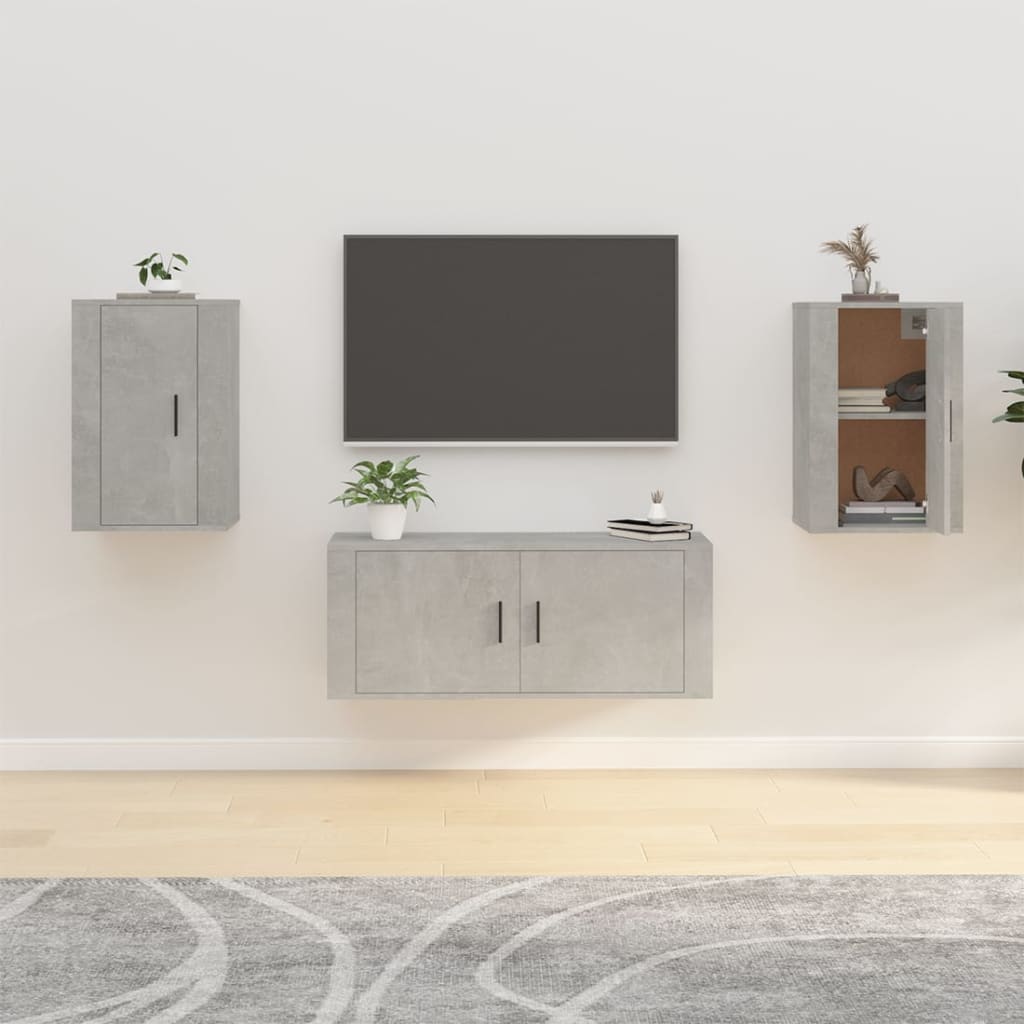 Wall Mounted TV Cabinets 2 pcs Concrete Grey 40x34.5x60 cm - Bargainia.com - 