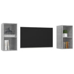 Wall - mounted TV Cabinets 2 pcs Concrete Grey Engineered Wood - Bargainia.com - 