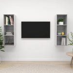 Wall - mounted TV Cabinets 2 pcs Concrete Grey Engineered Wood - Bargainia.com - 
