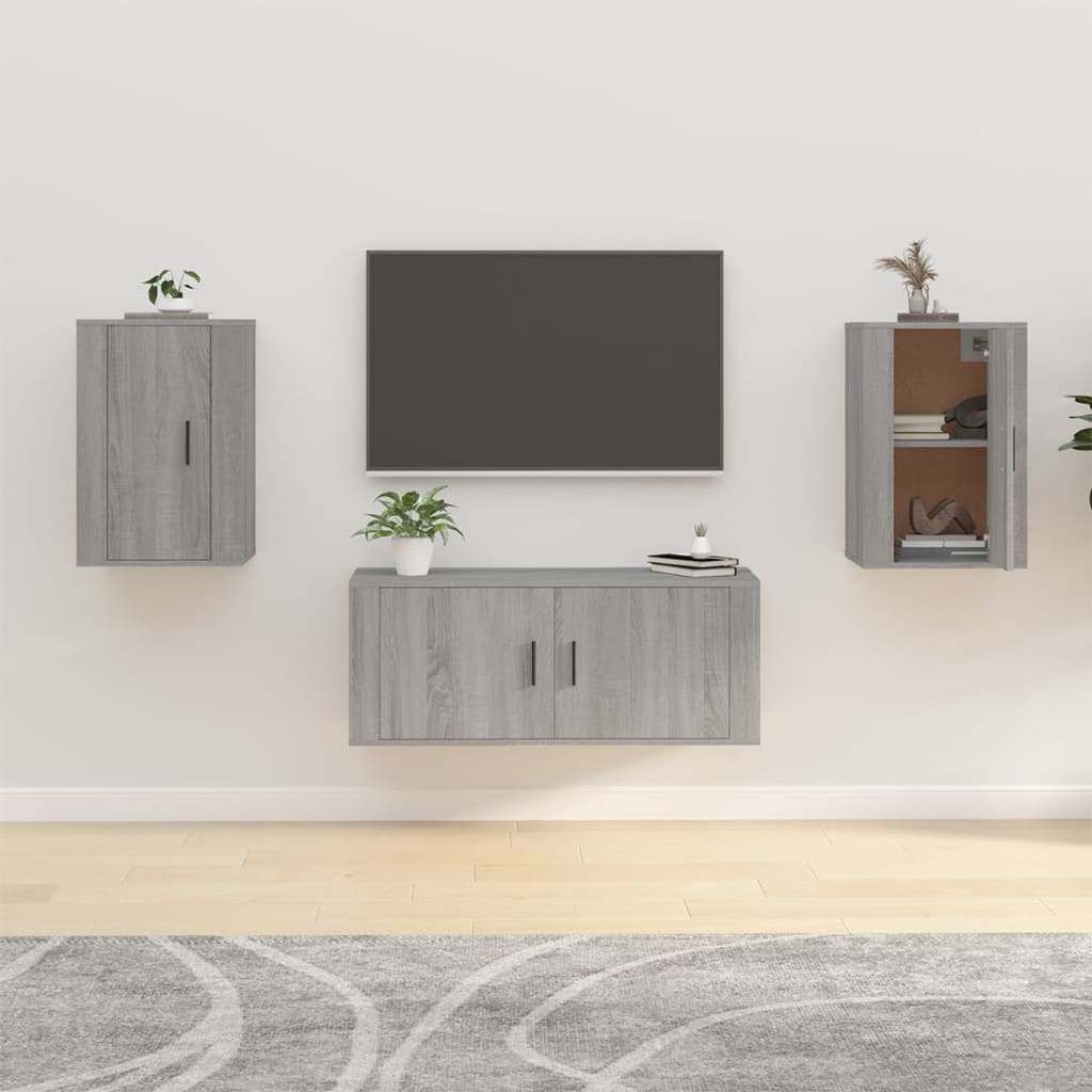 Wall Mounted TV Cabinets 2 pcs Grey Sonoma 40x34.5x60 cm - Bargainia.com - 