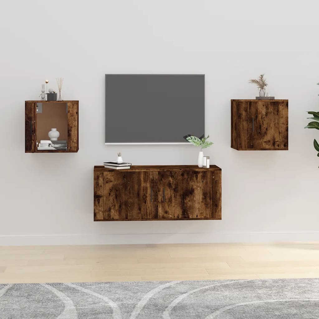 Wall Mounted TV Cabinets 2 pcs Smoked Oak 40x34.5x40 cm - Bargainia.com - 8720845667603 - 816651