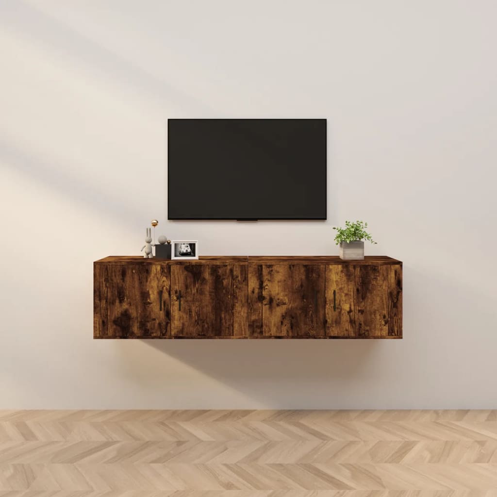 Wall - mounted TV Cabinets 2 pcs Smoked Oak 80x34.5x40 cm - Bargainia.com - 8720845898397 - 3188355