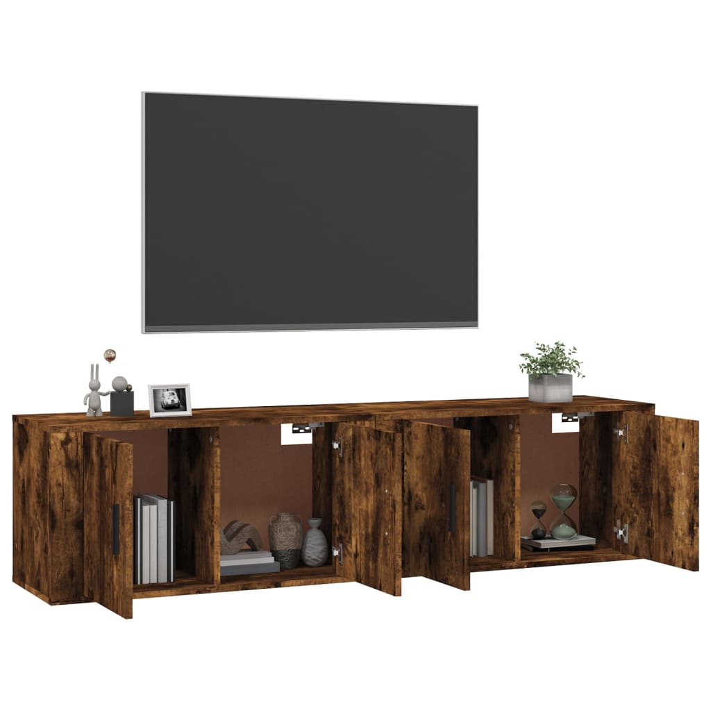 Wall - mounted TV Cabinets 2 pcs Smoked Oak 80x34.5x40 cm - Bargainia.com - 8720845898397 - 3188355