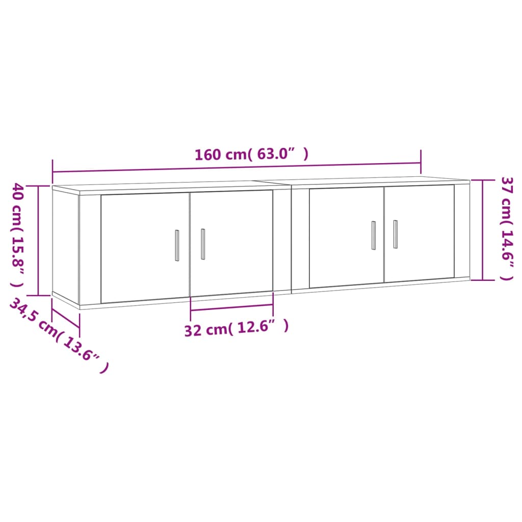 Wall - mounted TV Cabinets 2 pcs Sonoma Oak 80x34.5x40 cm - Bargainia.com - 8720845898373 - 3188353