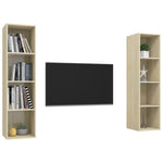 Wall - mounted TV Cabinets 2 pcs Sonoma Oak Engineered Wood - Bargainia.com - 