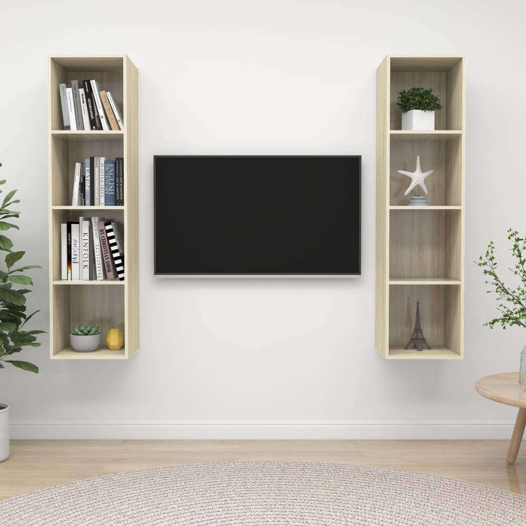 Wall - mounted TV Cabinets 2 pcs Sonoma Oak Engineered Wood - Bargainia.com - 8720286591680 - 3079865
