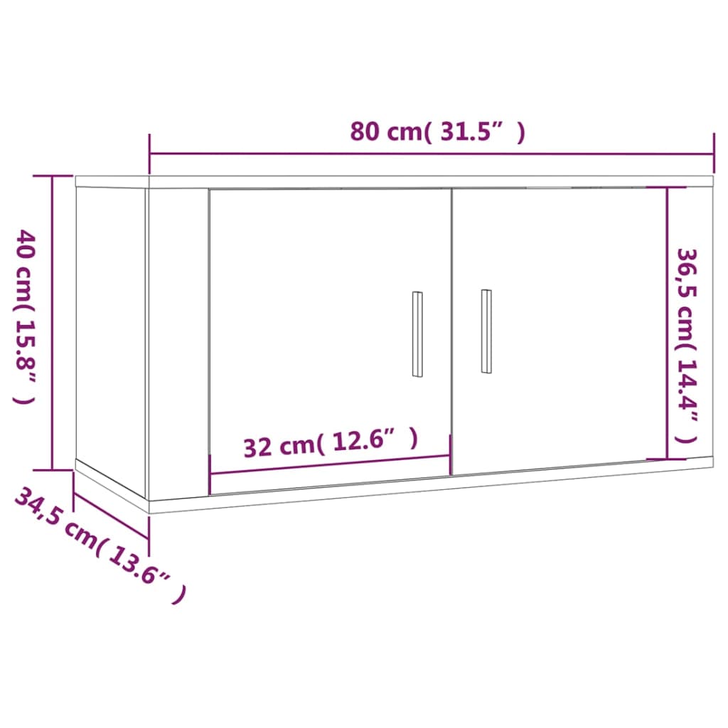 Wall - mounted TV Cabinets 2 pcs White 80x34.5x40 cm - Bargainia.com - 