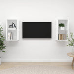 Wall - mounted TV Cabinets 2 pcs White Engineered Wood - Bargainia.com - 
