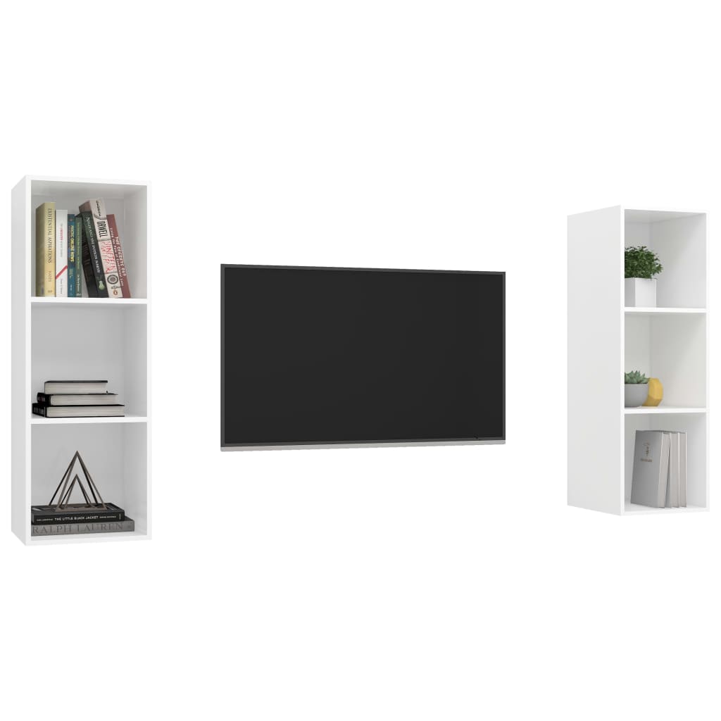 Wall - mounted TV Cabinets 2 pcs White Engineered Wood - Bargainia.com - 8720286591567 - 3079853