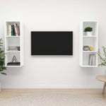 Wall - mounted TV Cabinets 2 pcs White Engineered Wood - Bargainia.com - 