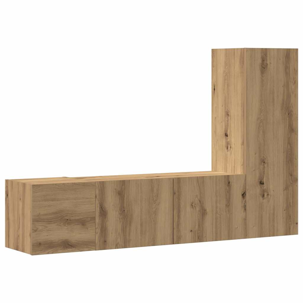 Wall Mounted TV cabinets 3 pcs Artisan Oak Engineered Wood - Bargainia.com - 