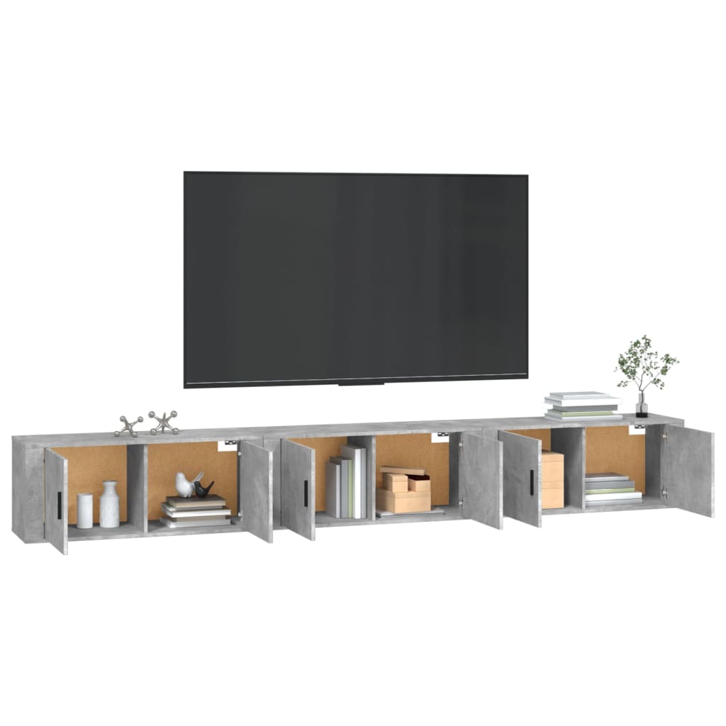 Wall - mounted TV Cabinets 3 pcs Concrete Grey 100x34.5x40 cm - Bargainia.com - 