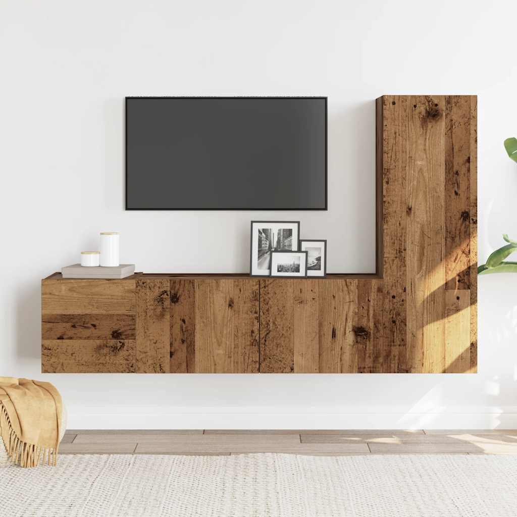 Wall Mounted TV cabinets 3 pcs Old Wood Engineered Wood - Bargainia.com - 8721158759559 - 3328957