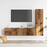 Wall Mounted TV cabinets 3 pcs Old Wood Engineered Wood - Bargainia.com - 