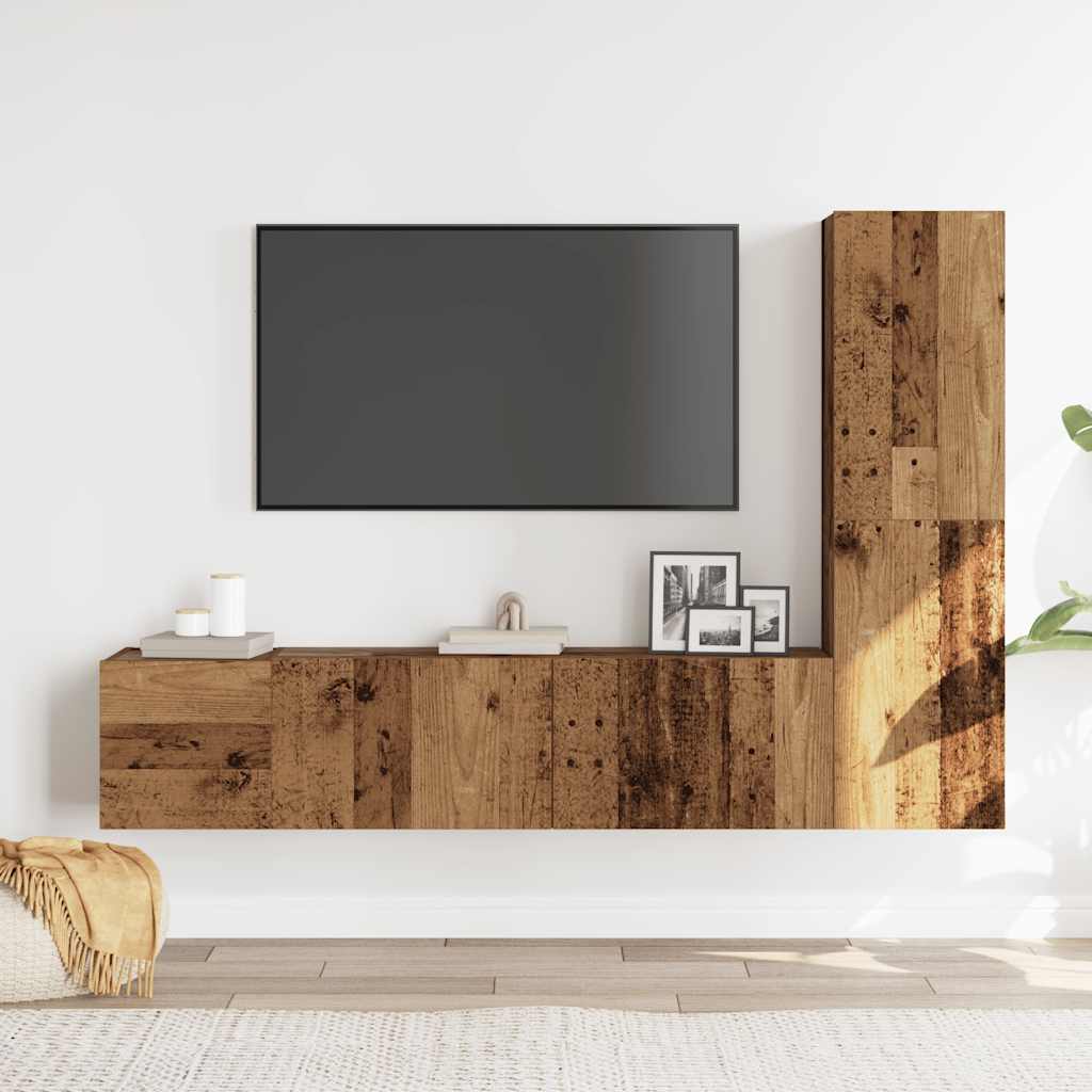 Wall Mounted TV cabinets 3 pcs Old Wood Engineered Wood - Bargainia.com - 8721158759597 - 3328961