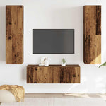 Wall Mounted TV cabinets 3 pcs Old Wood Engineered Wood - Bargainia.com - 