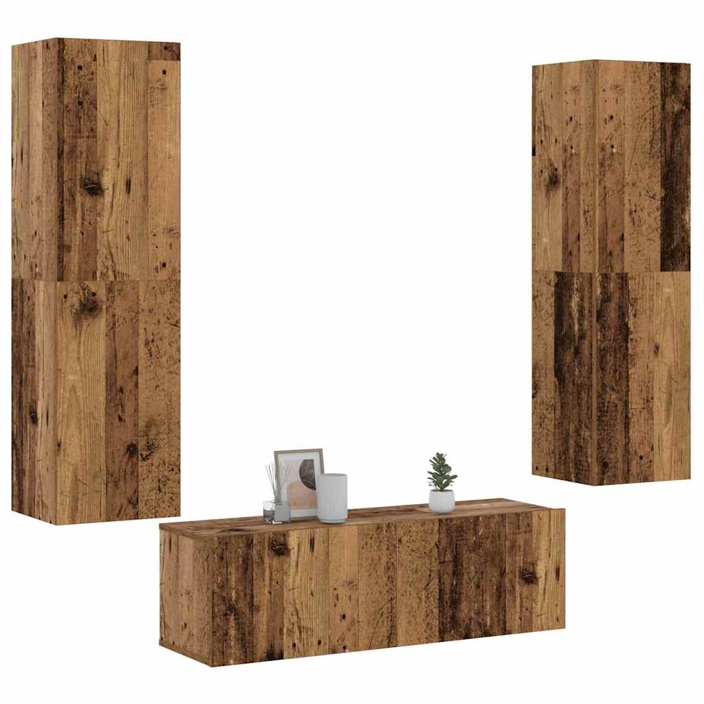 Wall Mounted TV cabinets 3 pcs Old Wood Engineered Wood - Bargainia.com - 8721158759634 - 3328965