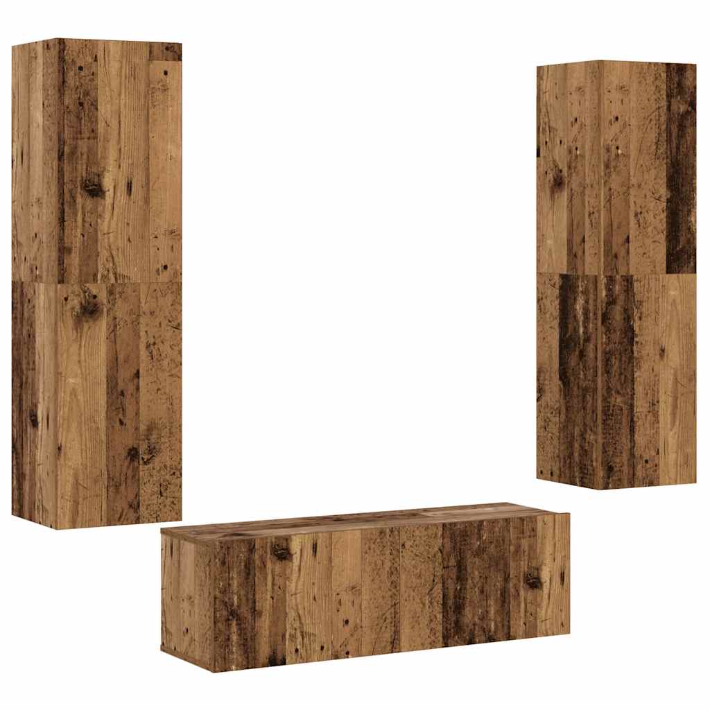 Wall Mounted TV cabinets 3 pcs Old Wood Engineered Wood - Bargainia.com - 8721158759634 - 3328965