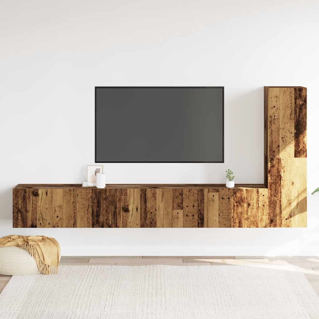 Wall Mounted TV cabinets 3 pcs Old Wood Engineered Wood - Bargainia.com - 8721158760012 - 3328983