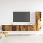 Wall Mounted TV cabinets 3 pcs Old Wood Engineered Wood - Bargainia.com - 