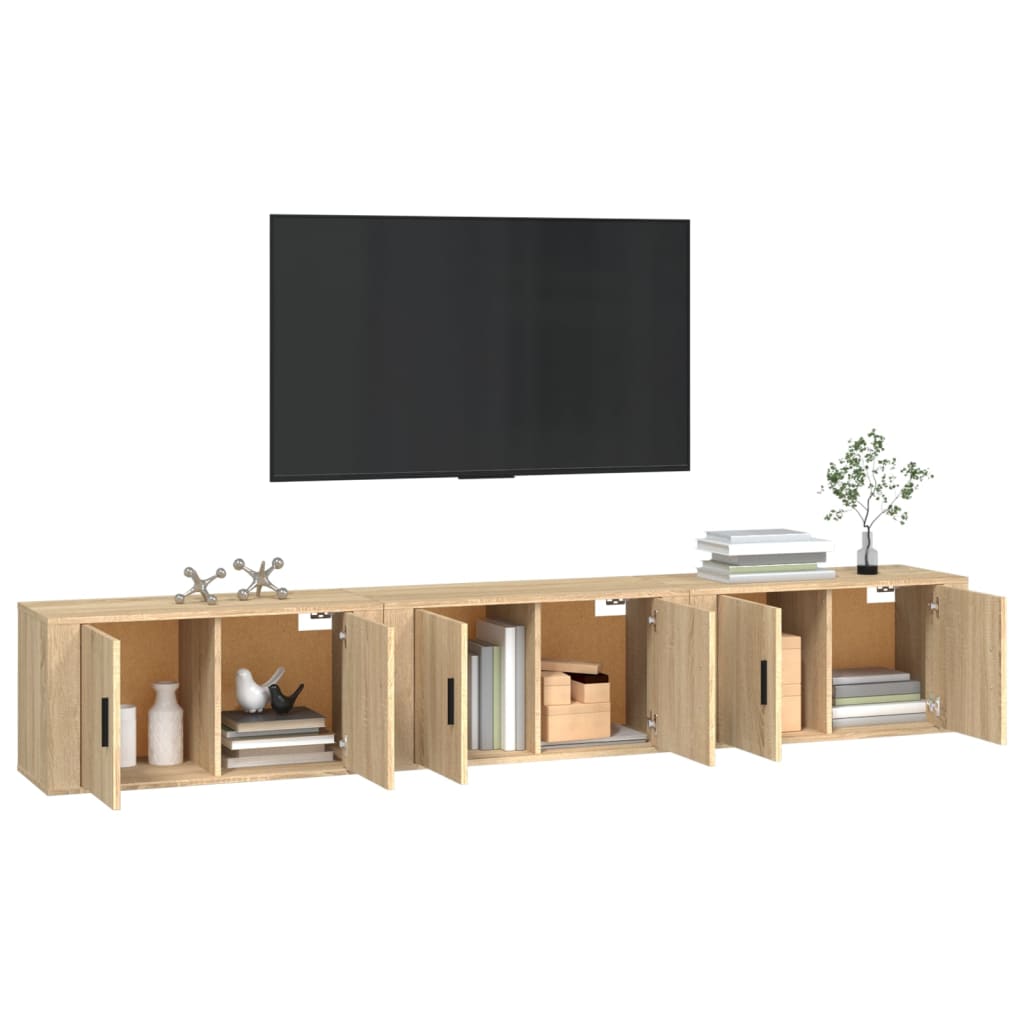 Wall - mounted TV Cabinets 3 pcs Sonoma Oak 80x34.5x40 cm - Bargainia.com - 8720845898458 - 3188361