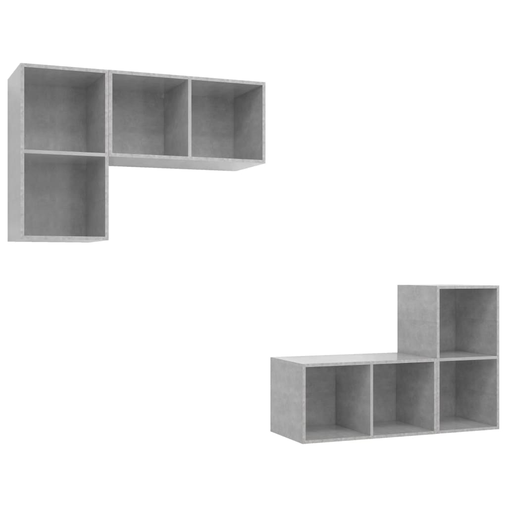 Wall - mounted TV Cabinets 4 pcs Concrete Grey Engineered Wood - Bargainia.com - 
