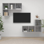 Wall - mounted TV Cabinets 4 pcs Concrete Grey Engineered Wood - Bargainia.com - 