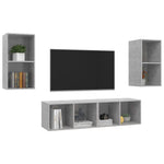 Wall - mounted TV Cabinets 4 pcs Concrete Grey Engineered Wood - Bargainia.com - 