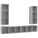 Wall - mounted TV Cabinets 4 pcs Concrete Grey Engineered Wood - Bargainia.com - 