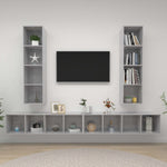 Wall - mounted TV Cabinets 4 pcs Concrete Grey Engineered Wood - Bargainia.com - 