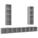Wall - mounted TV Cabinets 4 pcs Concrete Grey Engineered Wood - Bargainia.com - 
