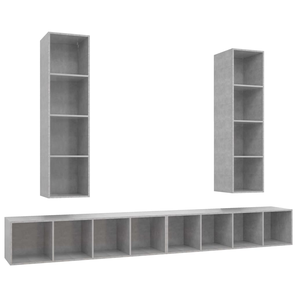 Wall - mounted TV Cabinets 4 pcs Concrete Grey Engineered Wood - Bargainia.com - 
