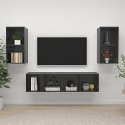 Wall - mounted TV Cabinets 4 pcs High Gloss Grey Engineered Wood - Bargainia.com - 8720286591826 - 3079879