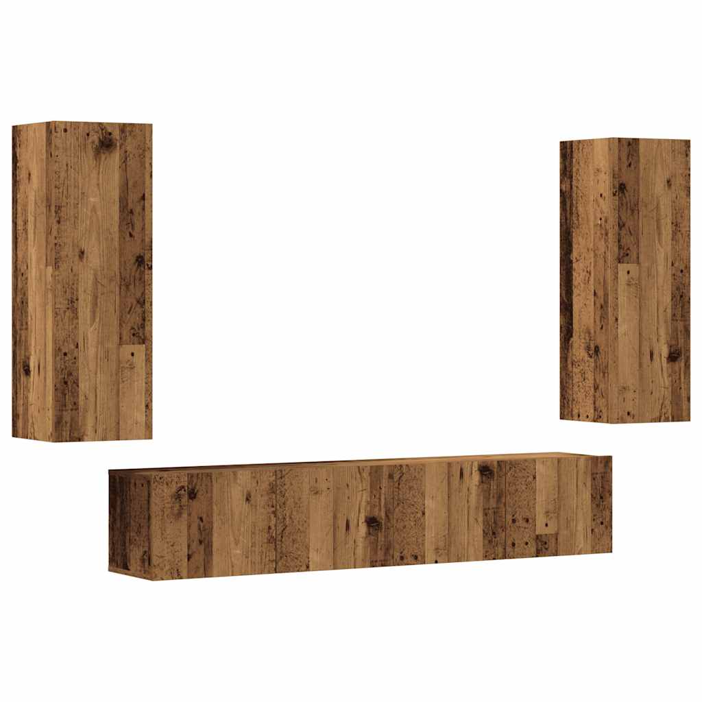 Wall Mounted TV cabinets 4 pcs Old Wood Engineered Wood - Bargainia.com - 8721158759450 - 3328947