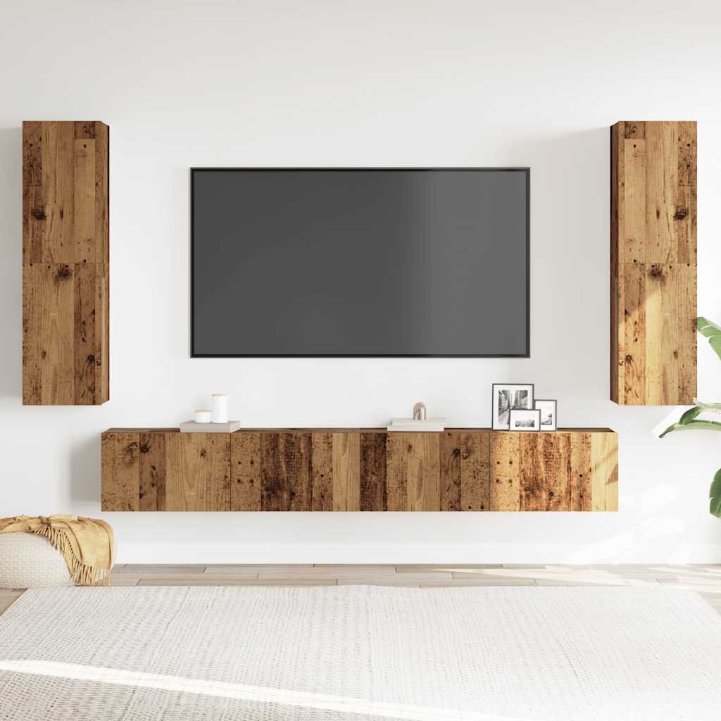 Wall Mounted TV cabinets 4 pcs Old Wood Engineered Wood - Bargainia.com - 8721158759719 - 3328973