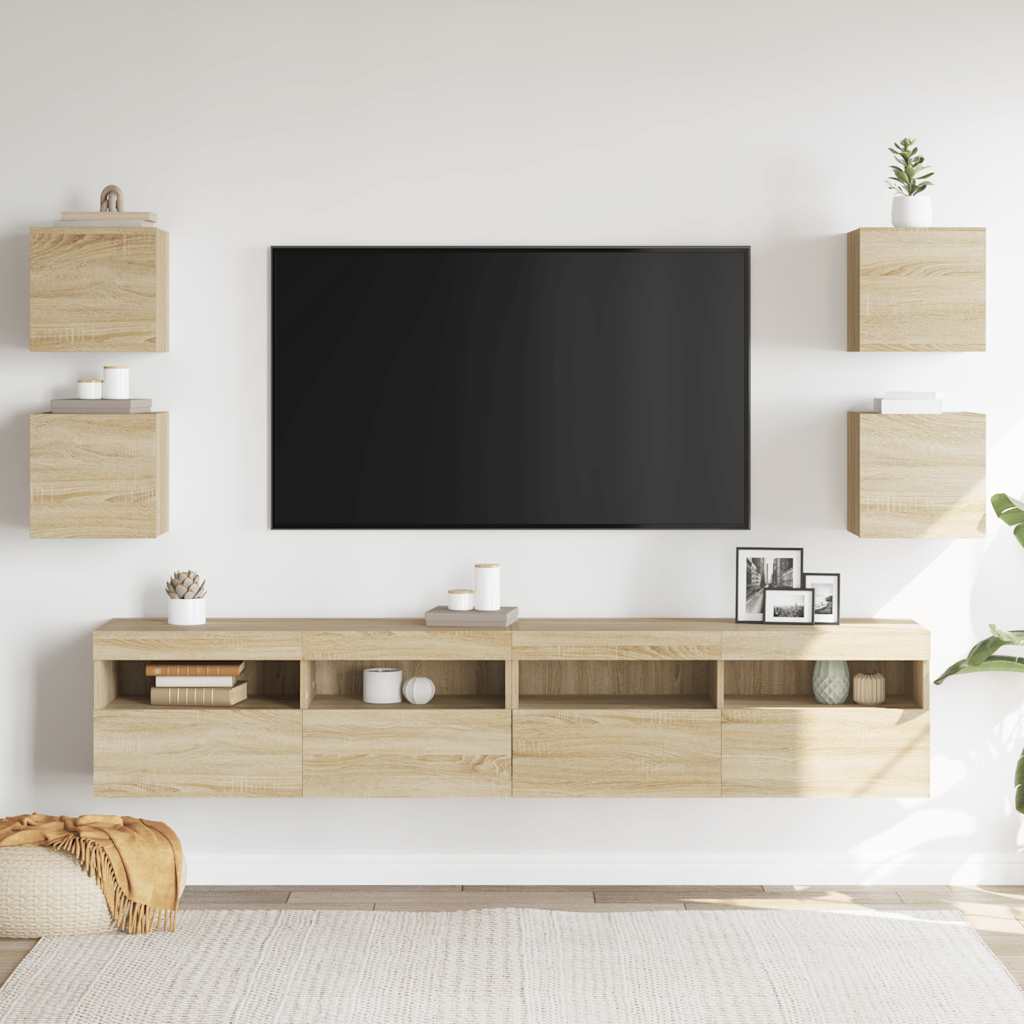 Wall Mounted TV Cabinets 4 pcs Sonoma Oak 30.5x30x30 cm - Bargainia.com - 8720286353363 - 804492