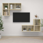 Wall - mounted TV Cabinets 4 pcs Sonoma Oak Engineered Wood - Bargainia.com - 8720286591413 - 3079838