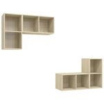 Wall - mounted TV Cabinets 4 pcs Sonoma Oak Engineered Wood - Bargainia.com - 
