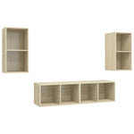 Wall - mounted TV Cabinets 4 pcs Sonoma Oak Engineered Wood - Bargainia.com - 