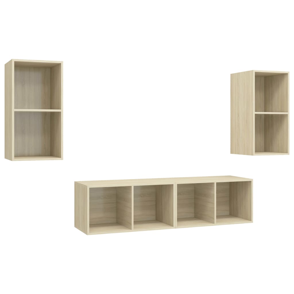 Wall - mounted TV Cabinets 4 pcs Sonoma Oak Engineered Wood - Bargainia.com - 