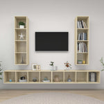 Wall - mounted TV Cabinets 4 pcs Sonoma Oak Engineered Wood - Bargainia.com - 