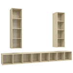 Wall - mounted TV Cabinets 4 pcs Sonoma Oak Engineered Wood - Bargainia.com - 