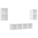 Wall - mounted TV Cabinets 4 pcs White Engineered Wood - Bargainia.com - 